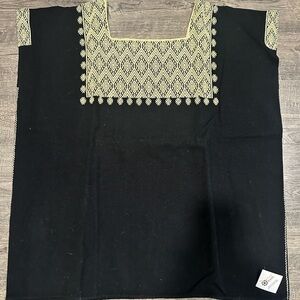Black and Cream Embroidered Top